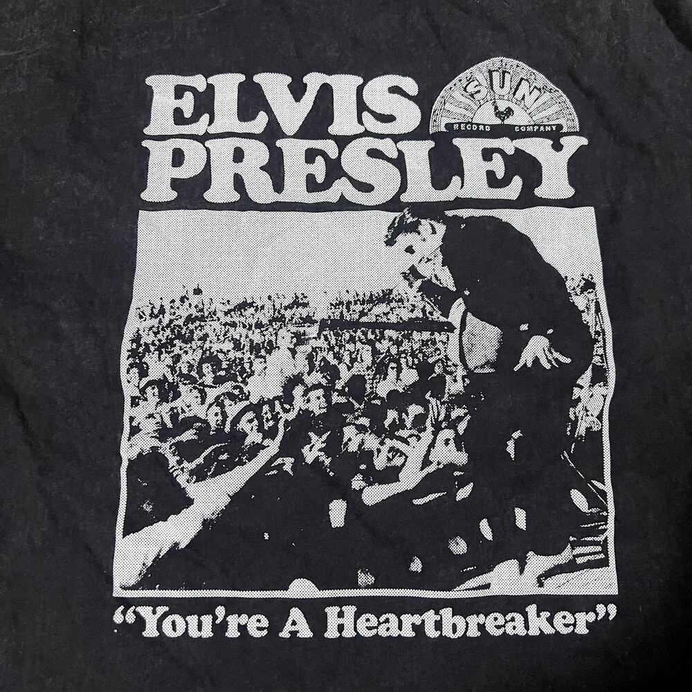 Sun Records Small Vintage Wash Elvis Presley Graphic Tee Black Relaxed Modern - Picture 3 of 5